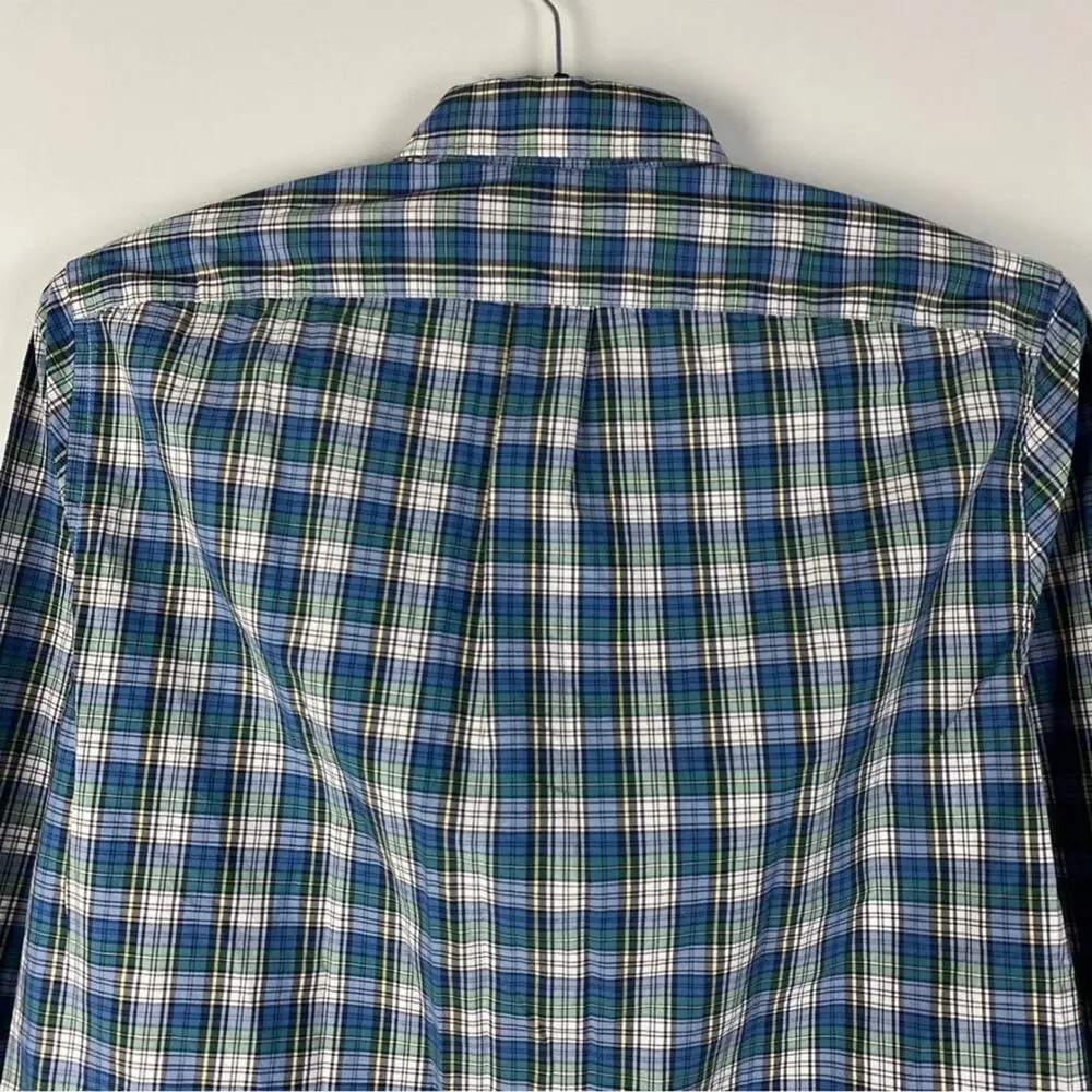 J. Crew Green and White Plaid Casual Shirt